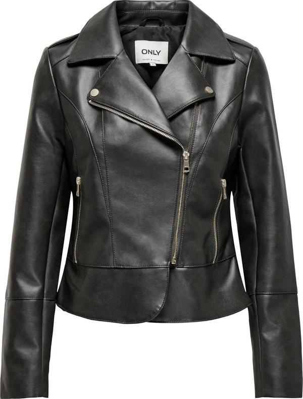 Only Kadın Onlkrıstel Asimetrik Fermuarlı Suni Deri Ceket 15336105 Siyah - Image 1