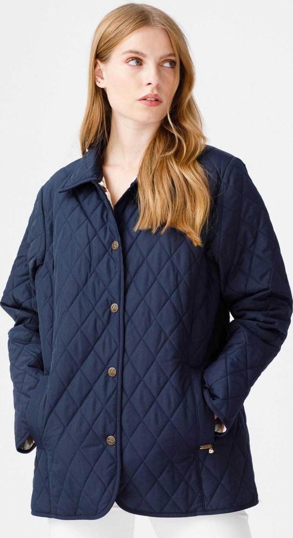 Desen Triko Kadın Kapitone Araboy Ceket 02421433 Lacivert - Image 1