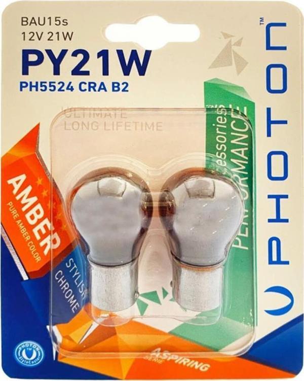 Photon P21W CHROME 12V 93 AMBER PH5524 CRA B2 - Image 1