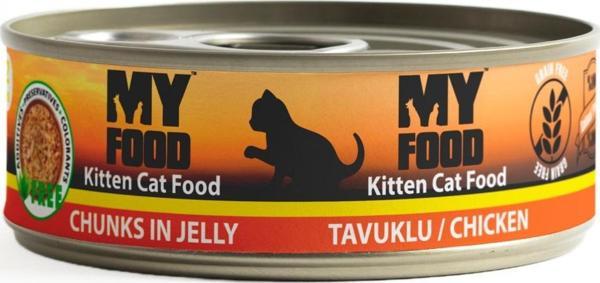 MY FOOD 12 ADET JÖLELİ PARÇA ETLİ YAVRU KEDİ YAŞ MAMASI TAVUKLU 100 GRAM - Image 1