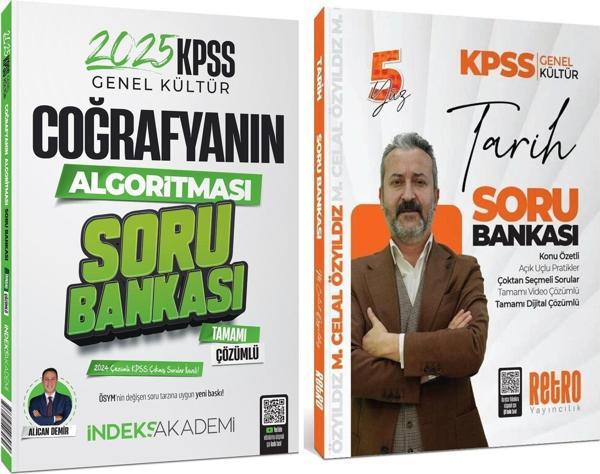Retro + İndeks 2025 KPSS Tarih 5Yüz + Coğrafya Soru Bankası 2 li Set - Mehmet Celal Özyıldız Retro + İndeks - Retro Yayıncılık - Image 1