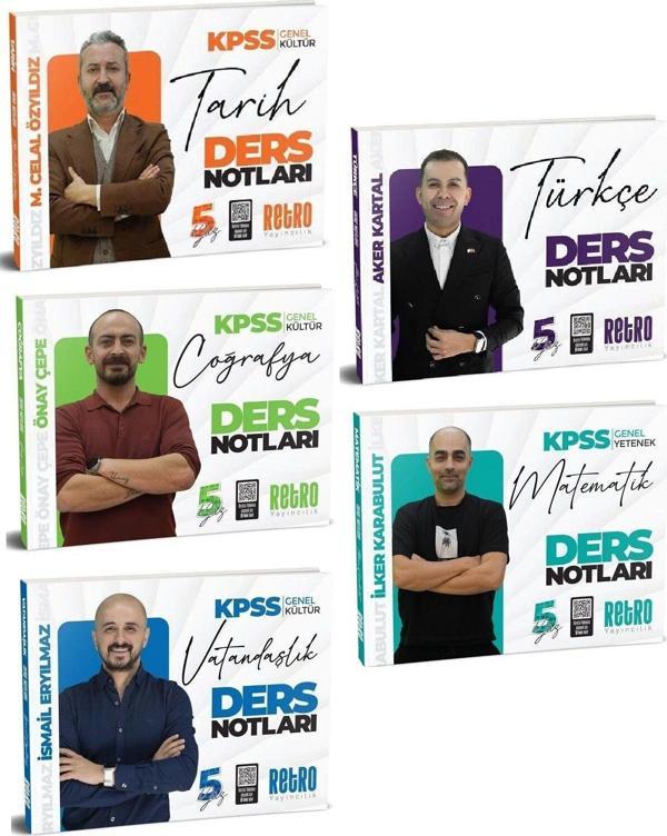 Retro 2025 KPSS Genel Yetenek Genel Kültür 5Yüz Ders Notları 5 li Set Retro Yayıncılık - Retro Yayıncılık - Image 1