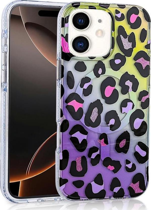 iPhone 12 Kılıf Magsafe Şarj Özellikli Desenli Leopar Jago Kapak - Image 1