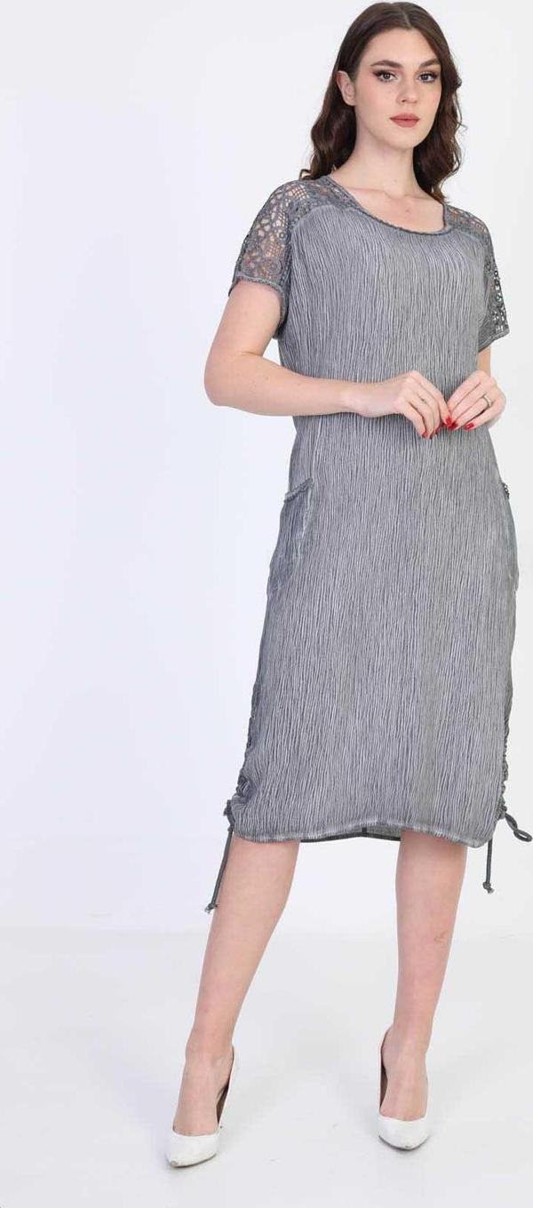 Ella Camelia Kadın Omuz Detaylı Elbise 5012175 Gri - Image 1