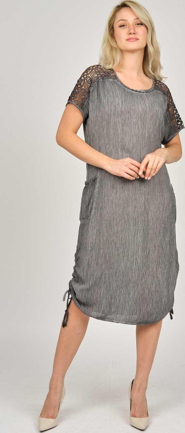 Ella Camelia Kadın Omuz Detaylı Elbise 5012175 Antrasit - Image 1