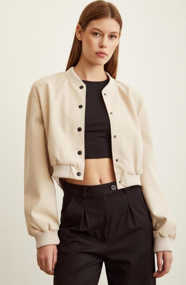Astarlı Çıt Çıtlı Ceket Bej - Image 1