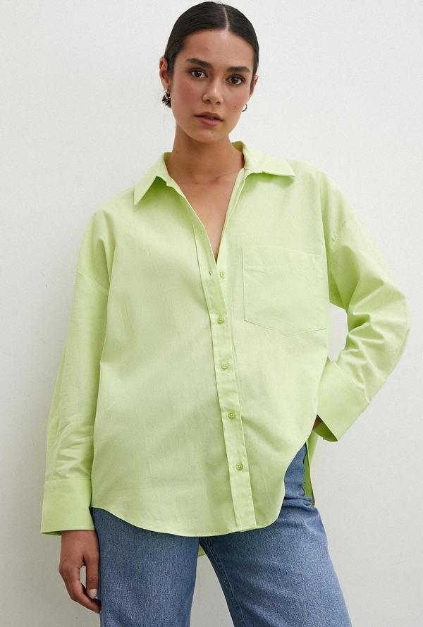 Regular Fit Poplin Gömlek Yeşil - Image 1