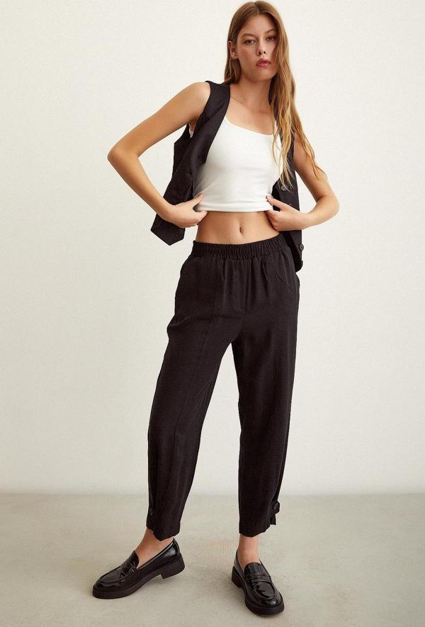 Lastikli Salaş Pantolon Siyah - Image 1