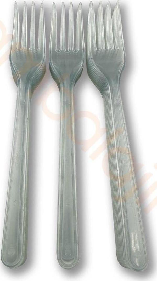 ambalajın Sert Kalın Plastik Çatal 1. Kalite Lüks Şeffaf Çatal - Image 1