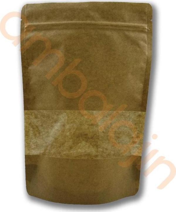 ambalajın Pencereli Kilitli Kraft Doypack 20X30 1000Gr 1Kg - Image 1