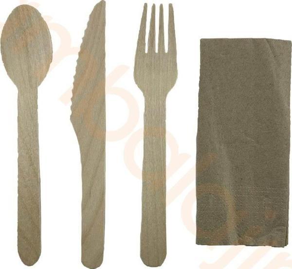 ambalajın KağIt Kaplı Tahta Çatal-BıçAk-KaşIk-PeçEte Set - Image 1