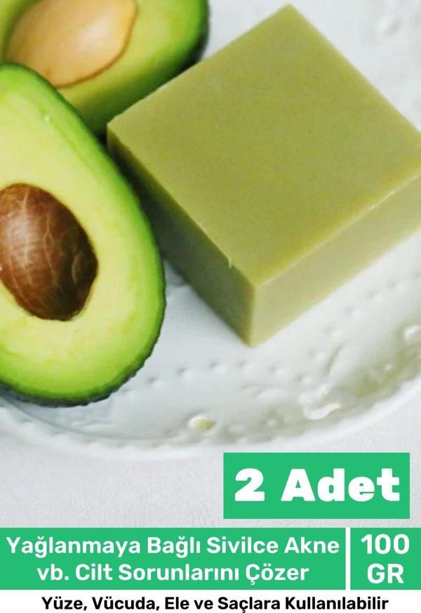 100% Doğal Güzel Kokulu El Yüz Saç Vücut Cilt Onaran Kolajen Etkili Avokado Bitkisel Sabun 2 Adet - Image 1