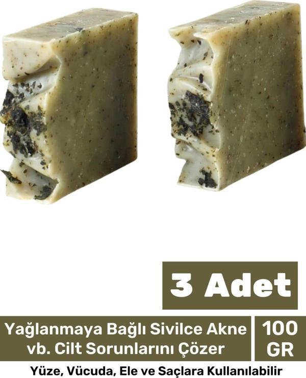 100% Doğal Güzel Kokulu El Yüz Saç Vücut Cilt Onaran Kolajen Etkili Isırgan Bitkisel Sabun 3 Adet - Image 1