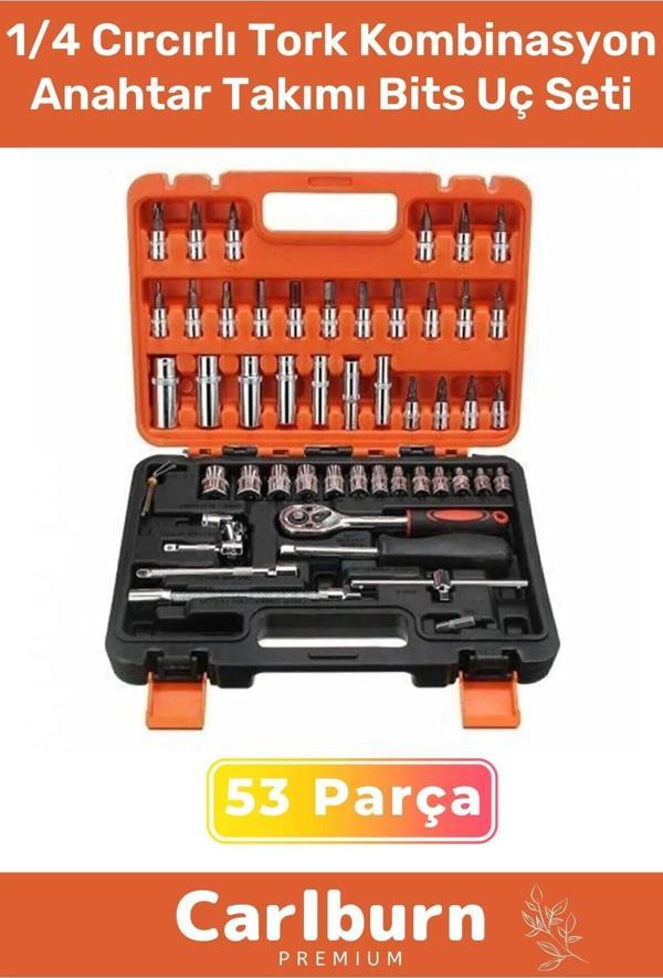 Özel Üretim Titanyum 1/4 Cırcırlı 53 Parça Lokma Tork Kombinasyon Anahtar Takımı Bits Uç Seti - Image 1