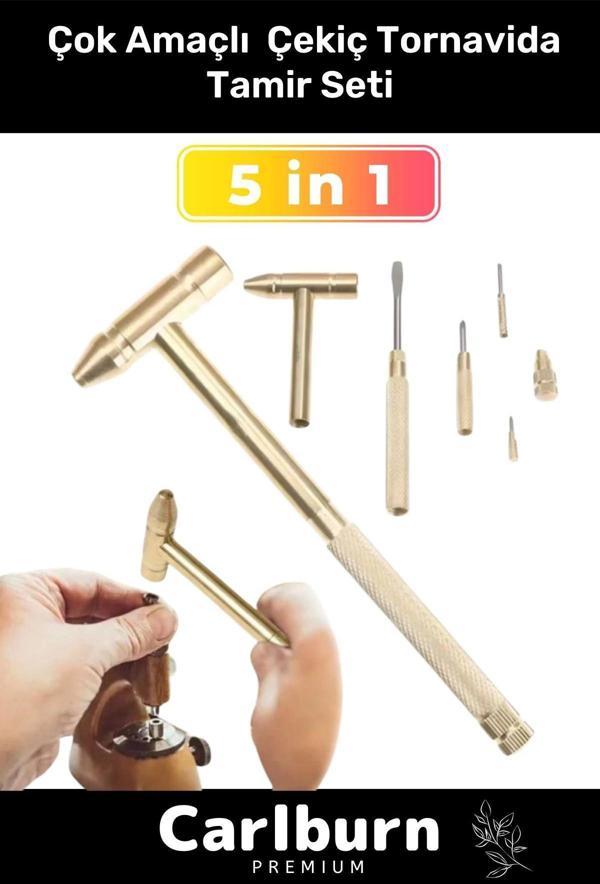 Premium Çok Amaçlı Telefon Mücevher Kuyumcu Ev İş Araba Ergonomik 5 in 1 Çekiç Tornavida Tamir Seti - Image 1