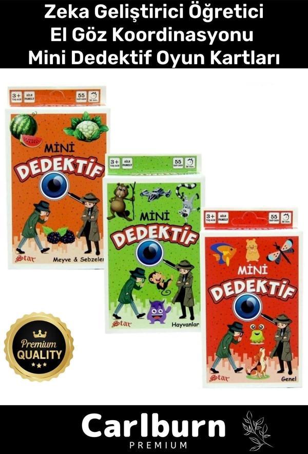 Premium Eğitici Zeka Geliştirici Öğretici Eğlence Aile 55 Parça 3'lü Mini Dedektif Oyun Kartları - Image 1