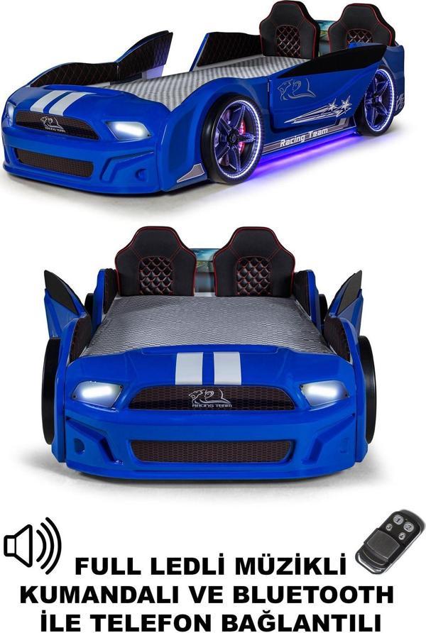 Ferramini Arabalı Yatak Kapıları Açılan Mustang Full Ledli Kumandalı ve Müzikli - Image 1