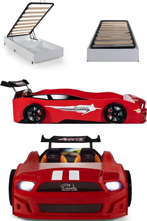 Ferramini Bazalı Kırmızı Arabalı Yatak Sport Mst Işıklı - Image 1