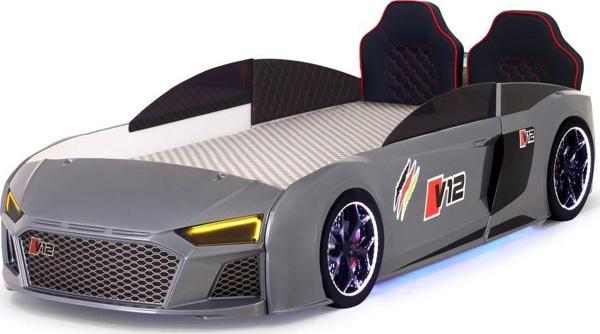 Ferramini Gri Arabalı Yatak V12 Audi Full Ledli Kumandalı ve Müzikli - Image 1