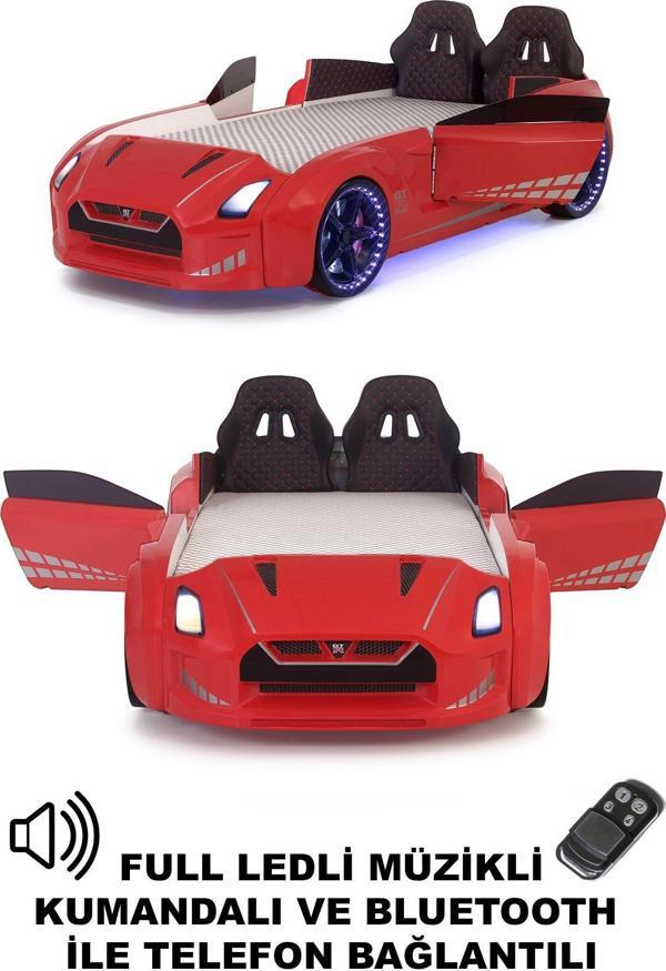 Ferramini Kırmızı Arabalı Yatak Kapıları Açılan GTR Full Ledli Kumandalı ve Müzikli - Image 1