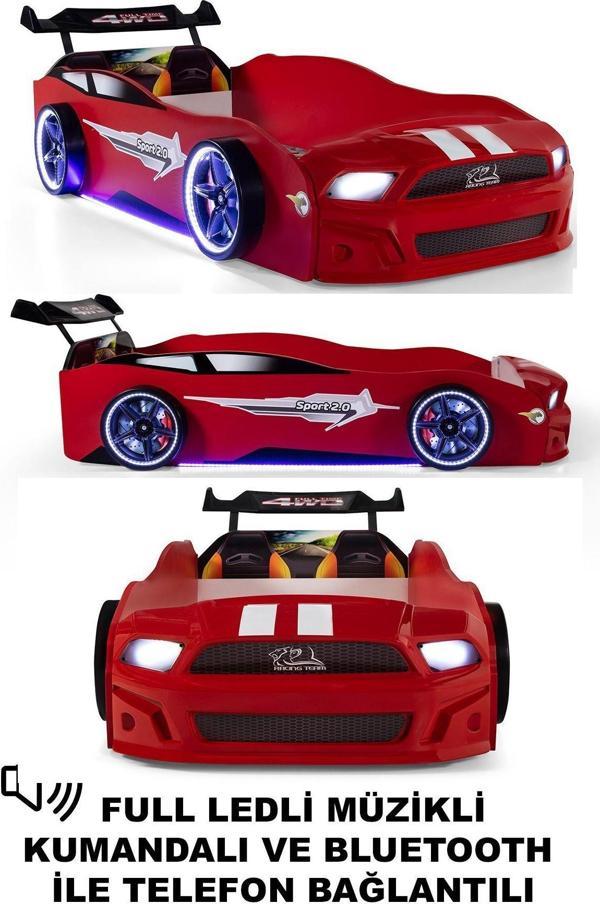 Ferramini Kırmızı Arabalı Yatak Sport Mst Full Ledli Kumandalı ve Müzikli - Image 1