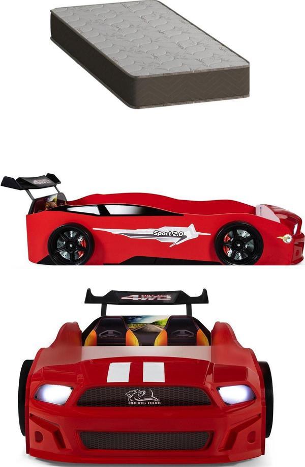 Ferramini Kırmızı Arabalı Yatak Sport Mst Işıklı Ortopedik Yatak - Image 1