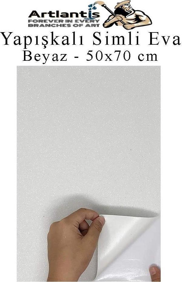 Yapışkanlı Simli Eva 50x70 cm 1 Adet Simli Yapışkanlı Eva Süngeri Okul Kreş Anasınıfı Elişi Etkinlikleri Hobi - Image 1