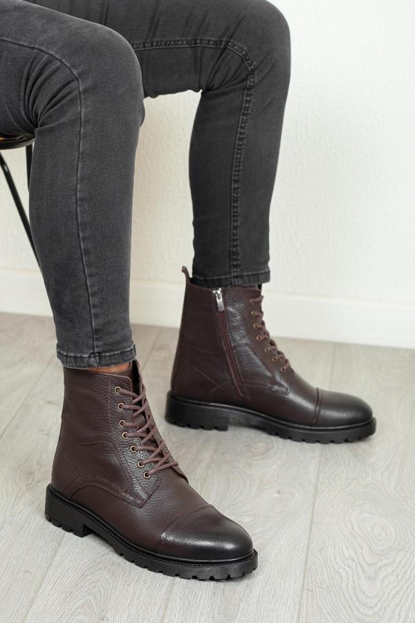 Daxtors D402 Hakiki Deri Soğuk Geçirmez Kışlık Erkek Bot Kauçuk Taban - Image 1