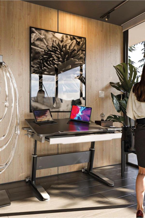 Creo Mobili Yükseklik ve Eğim Ayarlı, Çekmeceli, Sirius Basic Çalışma Masası 120x75 cm, Antrasit - Image 1