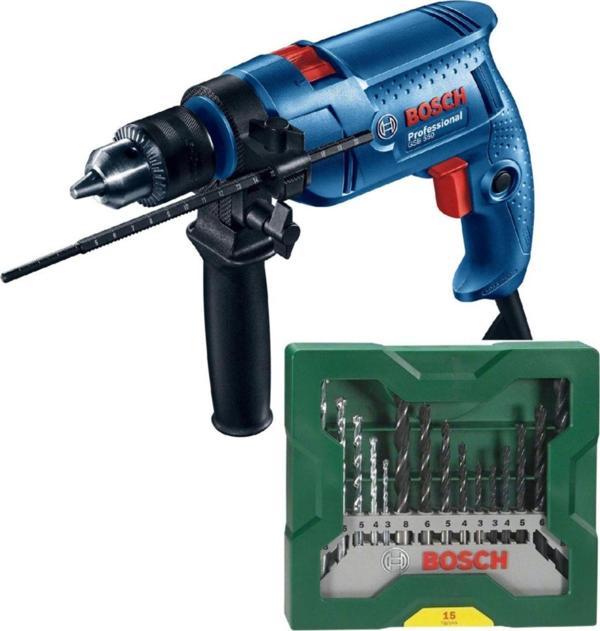 Bosch Gsb 550 Darbeli Matkap 500 Watt + 15 Parça Matkap Ucu Seti - Image 1