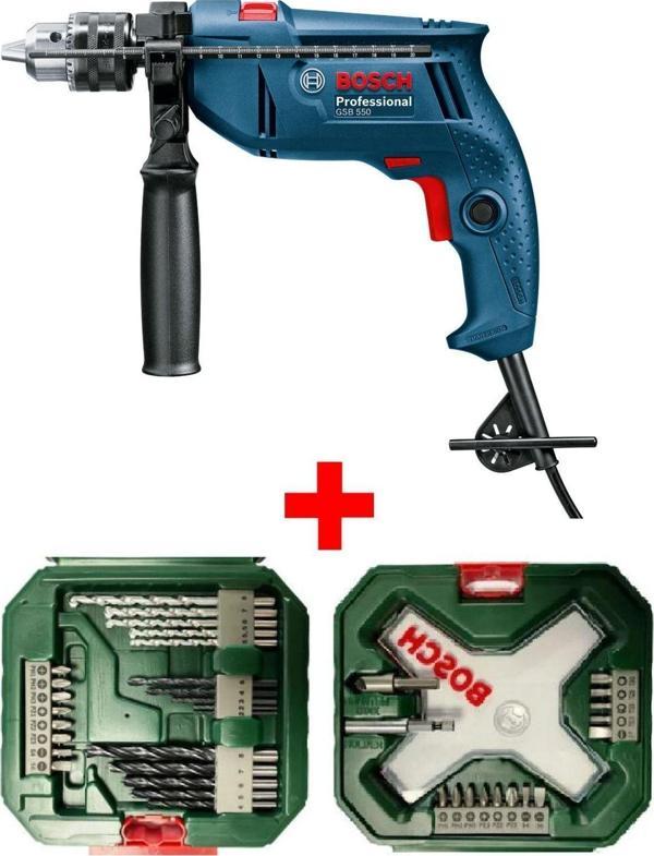 Bosch Gsb 550 Darbeli Matkap 500 Watt + 38 Parça Matkap Ucu Ve Vidalama Ucu Seti - Image 1