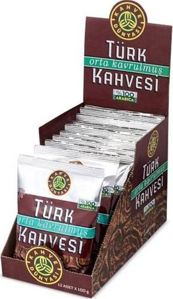 Kahve Dünyası 12li Paket Orta Kavrulmuş Türk Kahvesi 100gr - Image 1