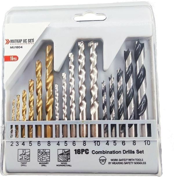Baytec Derinsanalmarket 16 Parça Metal Ağaç Beton Duvar Delme Uçları Full Set Profesyonel Standlı - Image 1