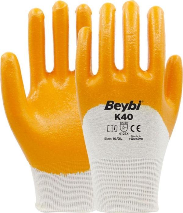 Beybi K40 Sarı Nitril İşçi İş Eldiveni Xl/10 / 12 Adet - Image 1