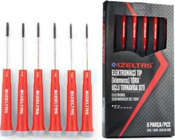 İzeltaş Elektronikçi Tip Klemens Torx Uçlu Tornavida Seti 6 Parça T5 - T6 - T7 - T8 - T9 - T10 - Image 1