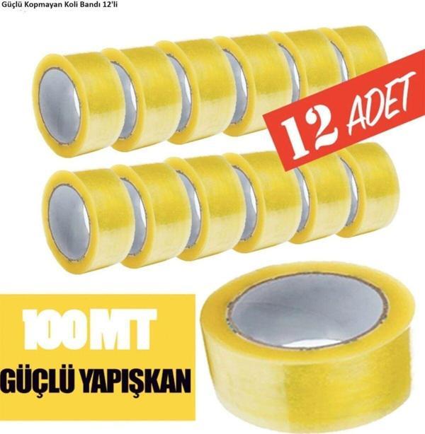 No Name 12 Adet 100 Metre Akrilik Koli Bandı 45Mmx100 Mt Kopmayan Koli Bandı Güçlü Koli Bandı - Image 1