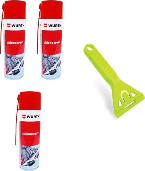 Würth 3 Adet Silikon Sprey 500 Ml + Cam Kazıma Bıçağı Jiletli 15 Cm - Image 1