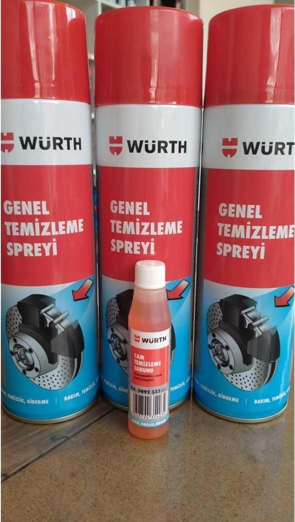 Würth Genel Temizleme Spreyi 500 Ml 3 Adet Ve Cam Temizleme Sabunu 32 Ml - Image 1