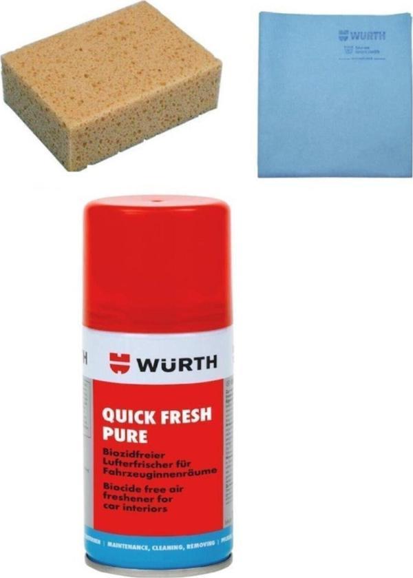 Würth Sarı Oto Yıkama Süngeri Sentetik Güderi Bezi Ve İçi Tazeleme Spreyi Seti 100 Ml - Image 1