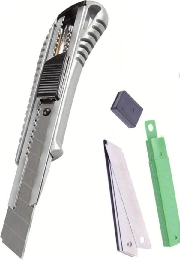Sdcv Alüminyum Gövde 18Mm Profesyonel Falçata Bıçak +10 Adet Yedek Maket Bıçak (Maket Bıçağı) - Image 1