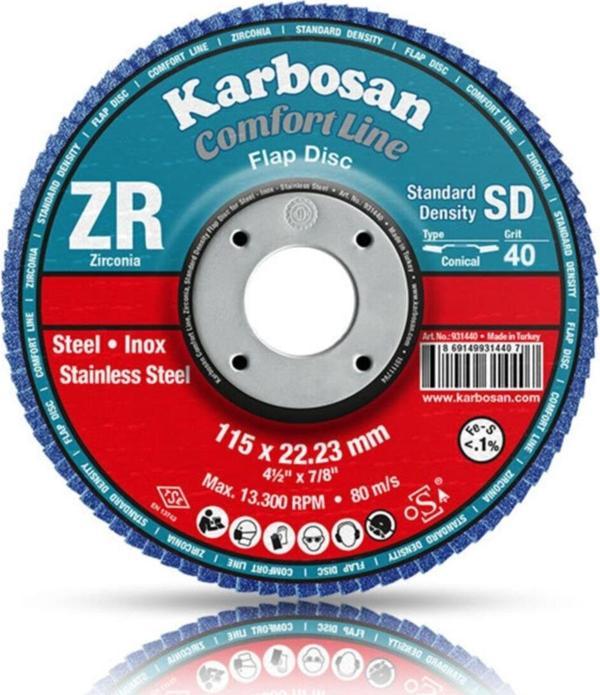 Karbosan Comfort Line Zr Flap Disk Zımpara 115Mm 40 Kum - Image 1