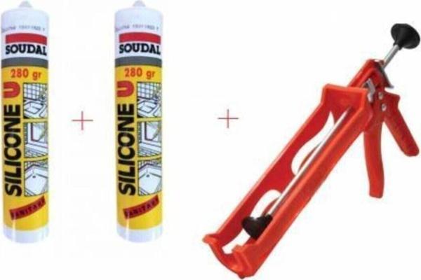 Soudal 2 Adet Şeffaf Silikon Ve Tabanca - Image 1