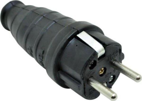 Made Monofaze Kauçuk Topraklı Erkek Fiş 16A Siyah 220V - Image 1