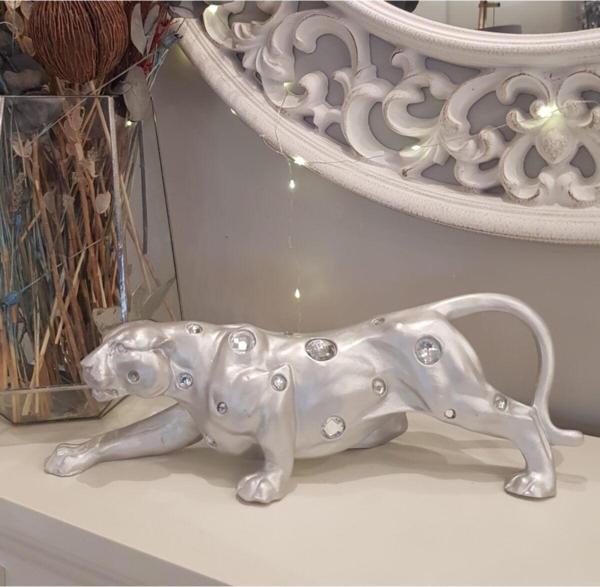 Arose Ab Ev Dekorasyon Kristal Taşlı Leopar Gümüş Renk - Image 1