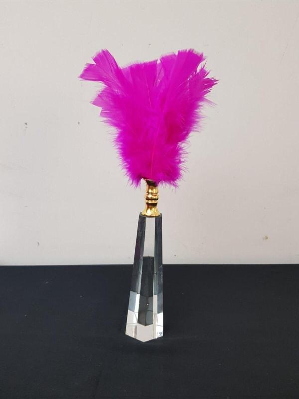 Arose Fuşya Tüy Gold Ağız Cam Dekor - Image 1