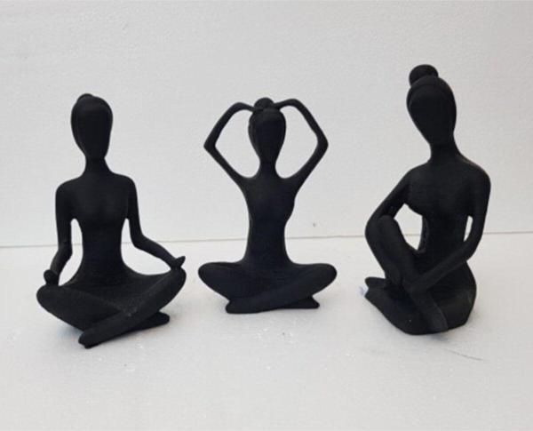 Arose Ab Ev Dekorasyon Yoga Yapan Üçlü Biblo Siyah Renk Ev Ofis Dekoru - Image 1