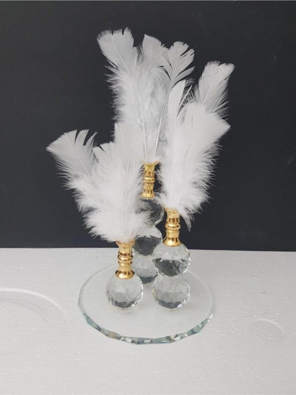 Arose Altın Ağız Beyaz Tüy Ev Ofis Dekor - Image 1