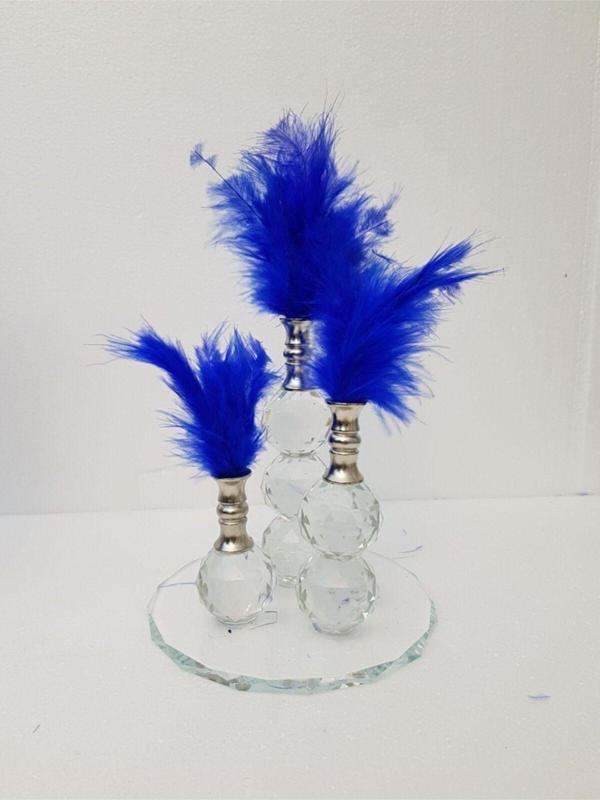 Arose Aros Gümüş Ağız Mavi Tüy Ev Ofis Dekoru - Image 1