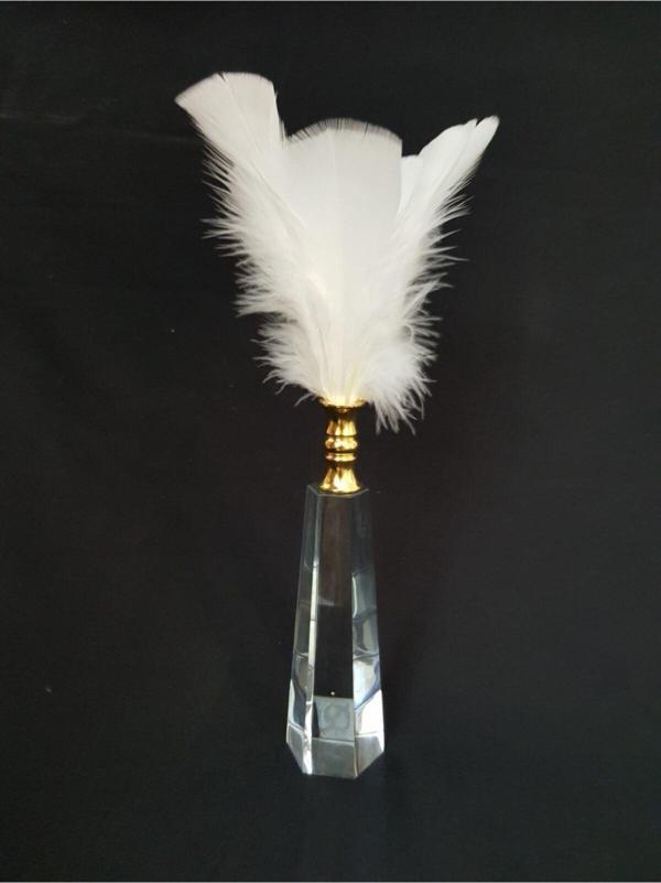 Arose Beyaz Tüy Gold Ağız Cam Dekor - Image 1