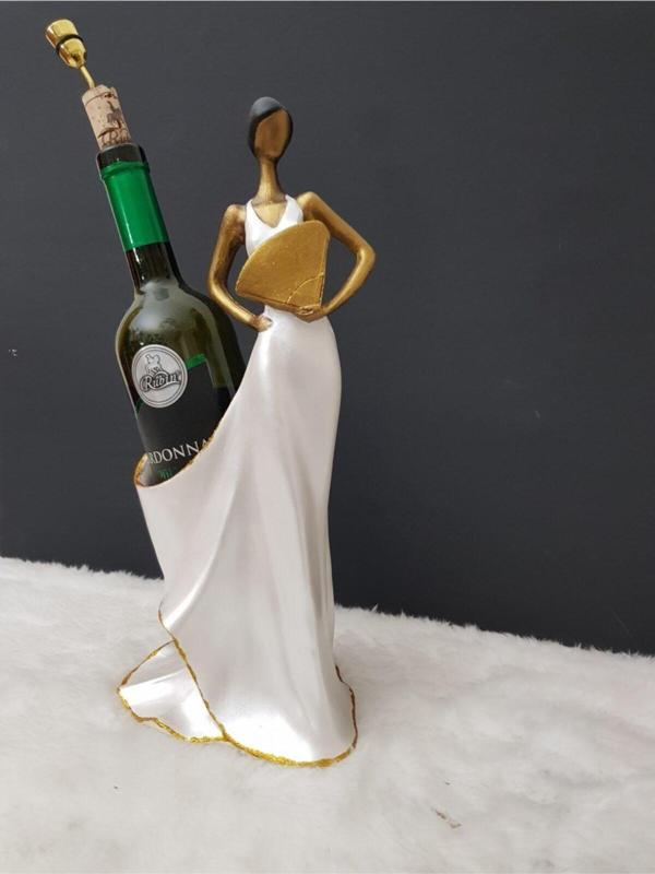 Arose Ab Ev Dekorasyon Kadın Figürlü Şişelik Inci Beyazı Gold Detay - Image 1